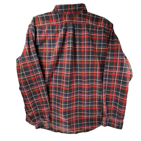 Ralph Lauren Mens Flannel Shirt Navy Blue Red Plaid Button Up XL Classic Fit - Picture 3 of 14